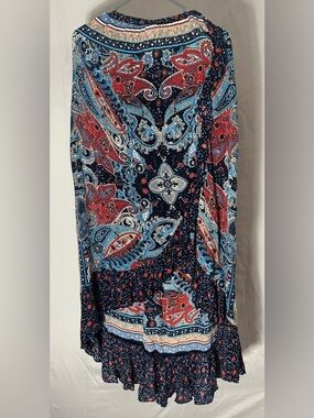 Patrons of Piece Paisley Print Maxi Skirt in Navy, Red & Turquoise